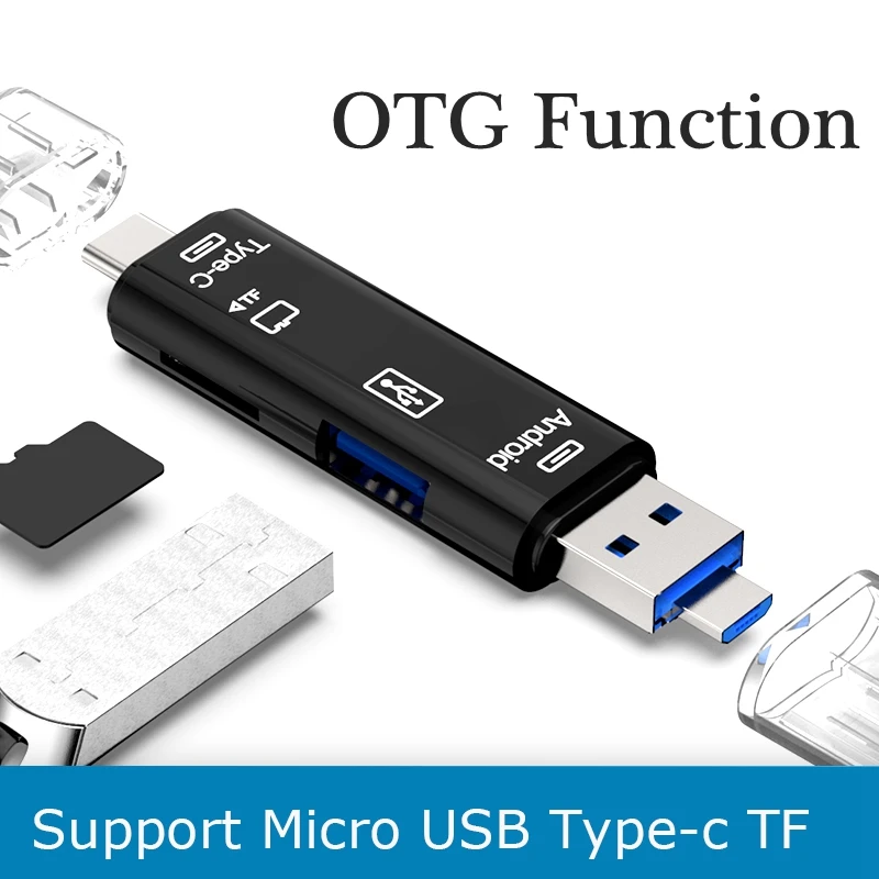 

Universal 5 In 1 USB OTG Card Reader Driver High-speed USB2.0 TF/SD T-Flash TF Memory Reader For Android PC Extension Headers
