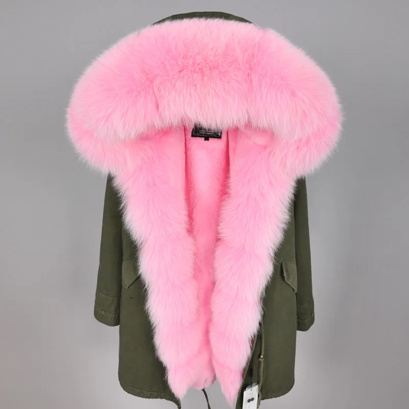 MAOMAOKONG2019 Новая женская куртка с натуральным лисьим меховым воротником зимняя женская куртка длинная парка - Цвет: 15