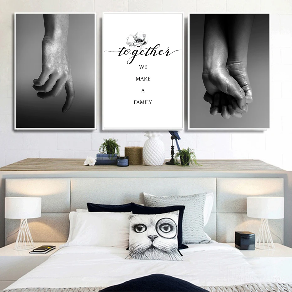 Romantic Couple Quotes Wall Art Human Hands Realistic Drawing Canvas Painting Vintage Posters&Prints Bedroom Decoration Pictures (6)