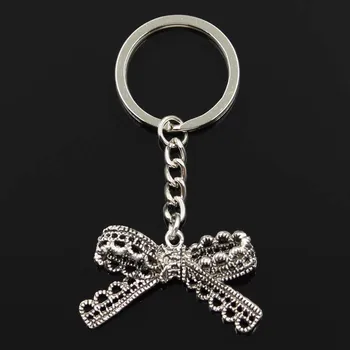 

Fashion bow-knot Bow 44x23mm Pendant 30mm Key Ring Metal Chain Silver Color Men Car Gift Souvenirs Keychain Dropshipping
