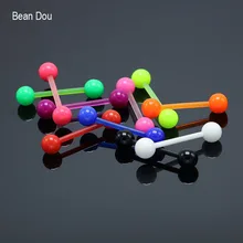 10 шт. разноцветное кольцо для пирсинга языка Пирсинг-штанга для языка бар мягкие 1,4 мм Цветные яркие цвета ювелирные украшения для пирсинга для мужчин и женщин