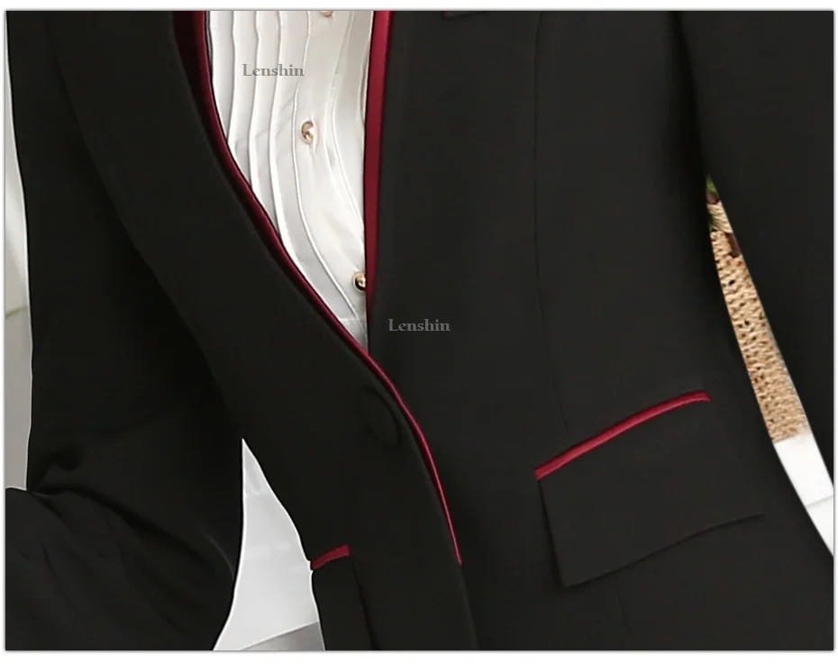 Lenshin, комплект из 2 предметов, Деловой брючный костюм, осенняя Женская рабочая одежда, контрастный цвет, для женщин, Офисная Леди, Униформа, стиль, бизнес