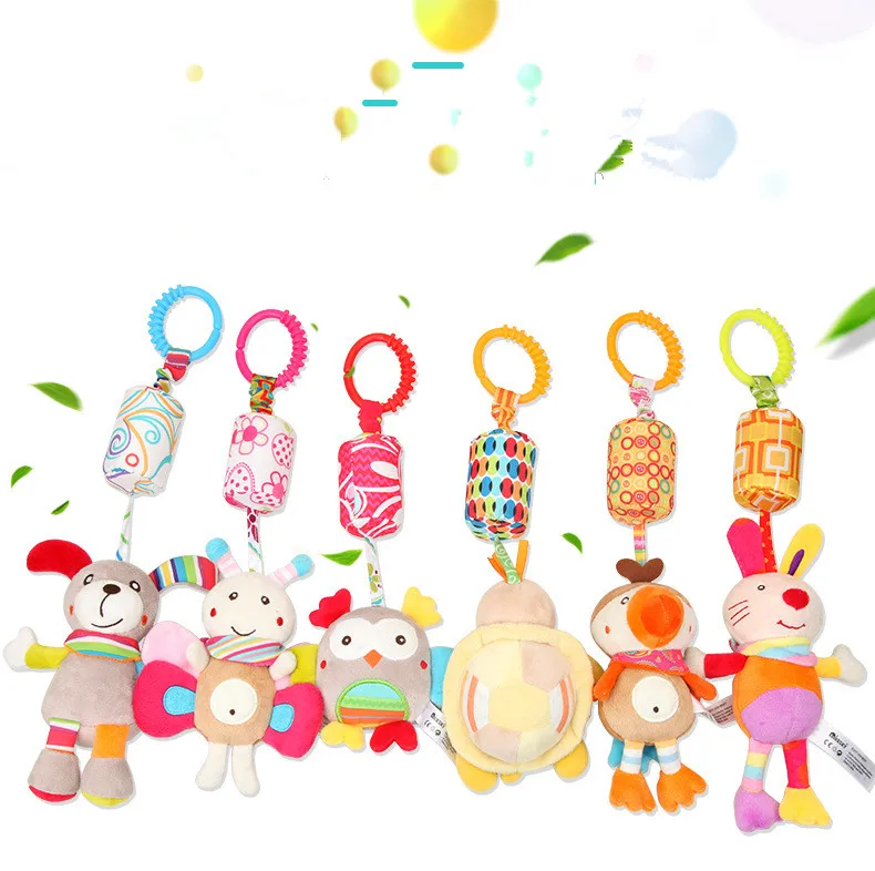 Погремушки-колокольчики, Мультяшные Развивающие игрушки для малышей, Мобильная плюшевая детская игрушка для кровати, детская кроватка, подвесные колокольчики, игрушки