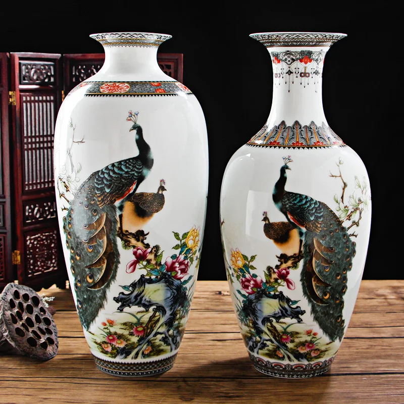 Антикварная ваза Jingdezhen с павлином модель беличьего Журавля предметы мебели для