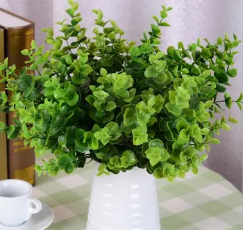 

5 Bundles Artificial Eucalyptus grass Branch Leaf-shaped For Home Wedding Garden Decoration