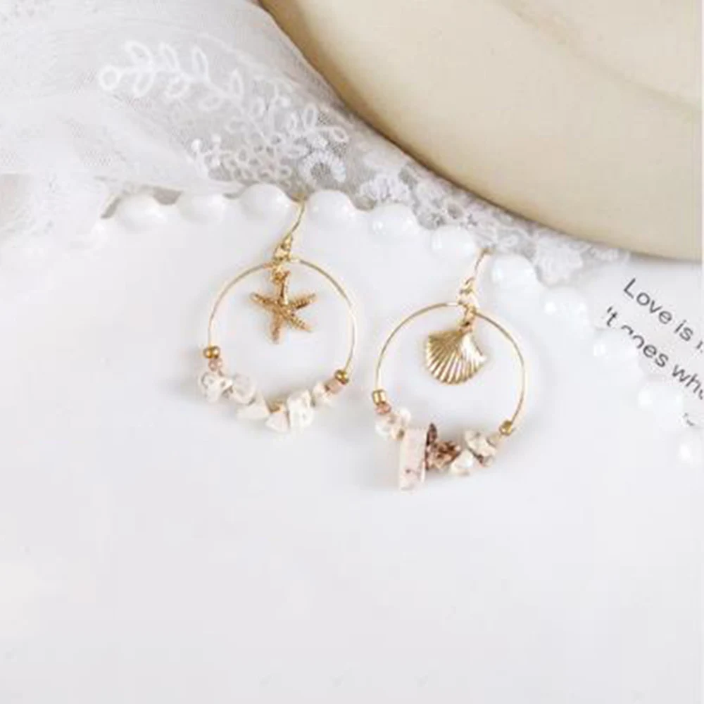 

Women Earrings Marine Series Shell Earrings Five-pointed Star Jewelry