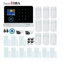 SmartYIBA APP Control Alarm Panel Rainproof Outdoor Cameras Surveilance WIFI GSM Alarm With Blue Flash Siren PIR Alarm Kits