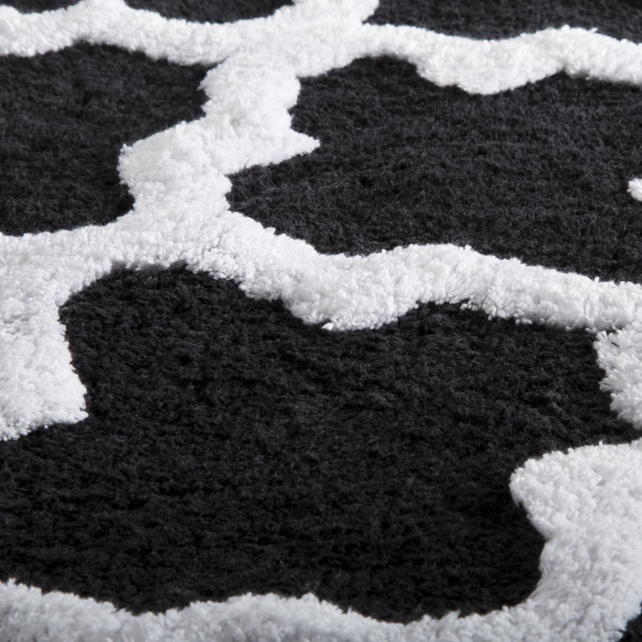 Lavish Home 100% Cotton 2 Piece Trellis Bathroom Mat Set - Black (2)