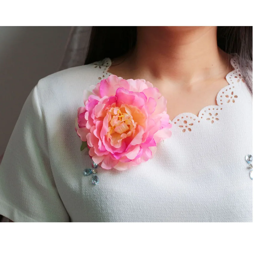 12CM Romantic 1pcs Silk Hair Accessory Flower Hairpin Prom Bridal Wedding Party