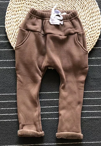 Штаны для мальчиков; детские брюки; осенне-зимняя одежда для маленьких девочек; штаны-шаровары для малышей; распродажа; теплая одежда из плотного флиса - Цвет: hou kaf