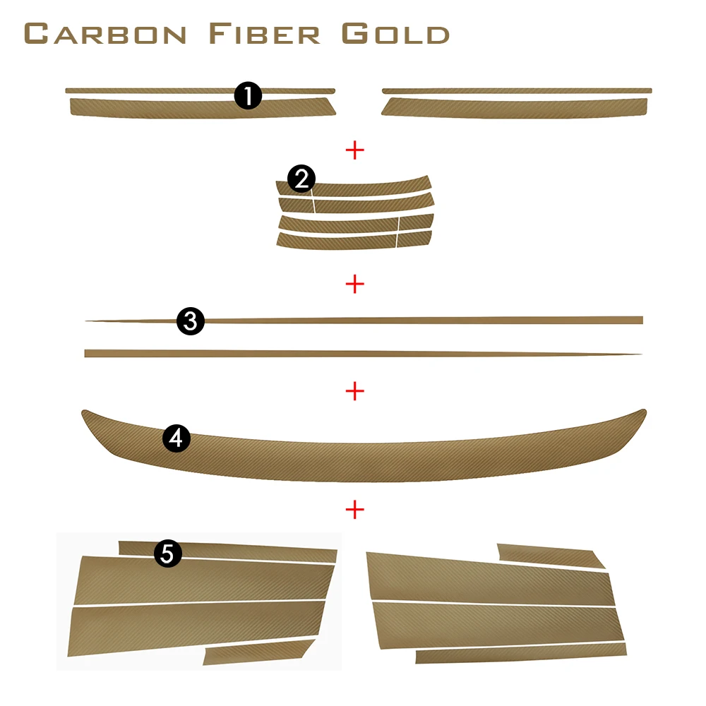 Углеродное волокно Передняя Задняя решетка бампер ремень линия дверная ручка столб автомобиля Стайлинг наклейки для Volkswagen VW Golf 7 MK7 аксессуары - Название цвета: carbon fiber gold