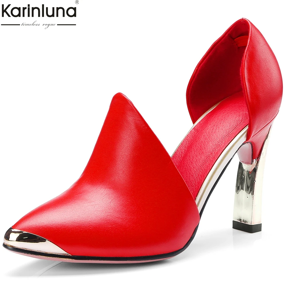 

Fashion genuine leather big Size 41 Cow Leather Elegant high quality Pumps Woman Shoes sexy Party Wedding women shoes Female