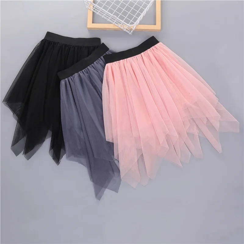 Princess Little Girl Skirts Asymmetrical Toddler Skirt Spring Summer Autumn 2019 Pink Grey Black To School Children Clothing  4 5 6 7 8 9 10 11 12 13 14 15 16 years skirt for baby girl (2).jpg