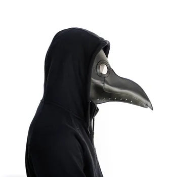 

Plague Doctors Mask PU Leather Clear Resin Lenses Beaked Face Masks for Halloween Steampunk Costume Party Caribbean Masks
