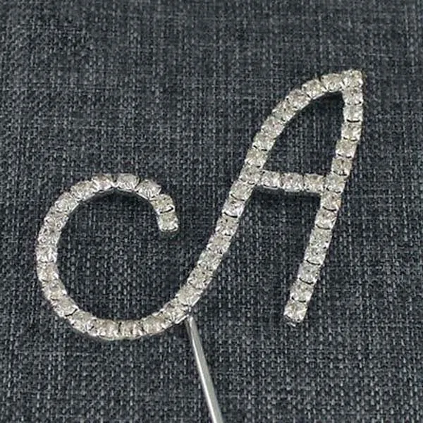 

Practical Silver Alphabet Letter Rhinestone Crystal Monogram Wedding Cake Topper Decoration A