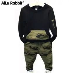 AiLe Rabbit/Детские костюмы для мальчиков и девочек, классический Камуфляжный костюм, осенняя рубашка с длинными рукавами и штаны