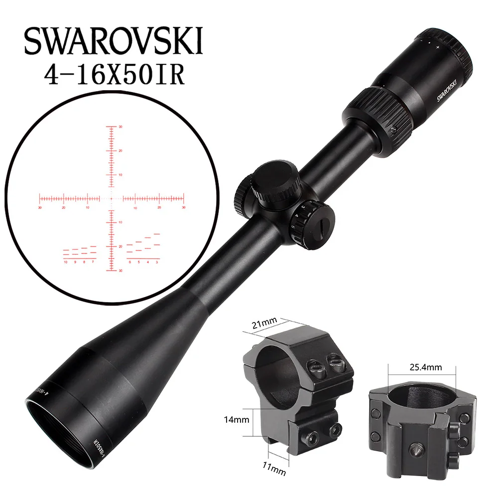 Китай SWAROVSKl 4-16X50 IR Riflescope F191 с красной подсветкой Стекло гравированное сетка башенки сброс полный размер охотничьи прицелы - Цвет: with Dovetail Rings