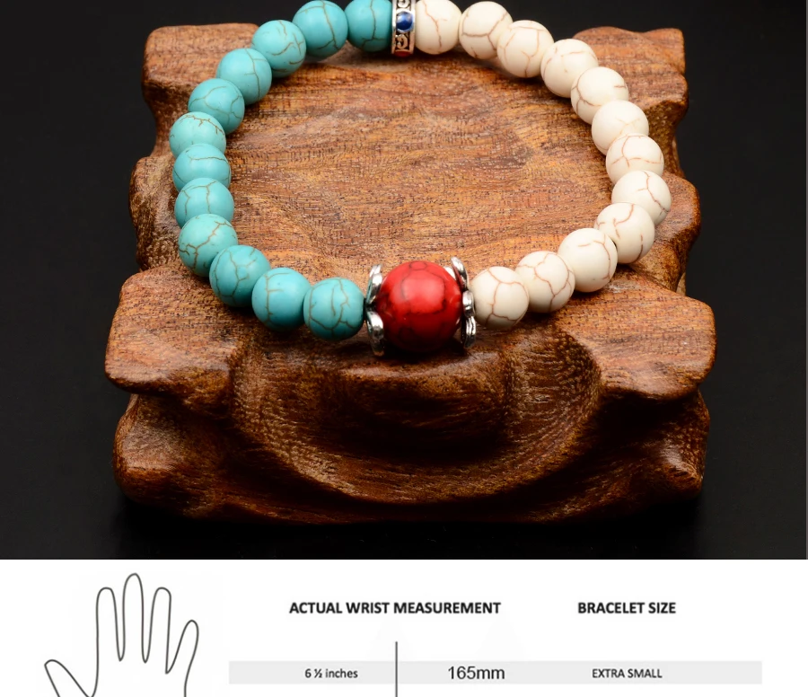 Elastic Wrist Reiki Chakra Bracelets New Green and White Howlite Natural Stone Turquoise Energy Charms Bracelets Labor Day Gifts (5)