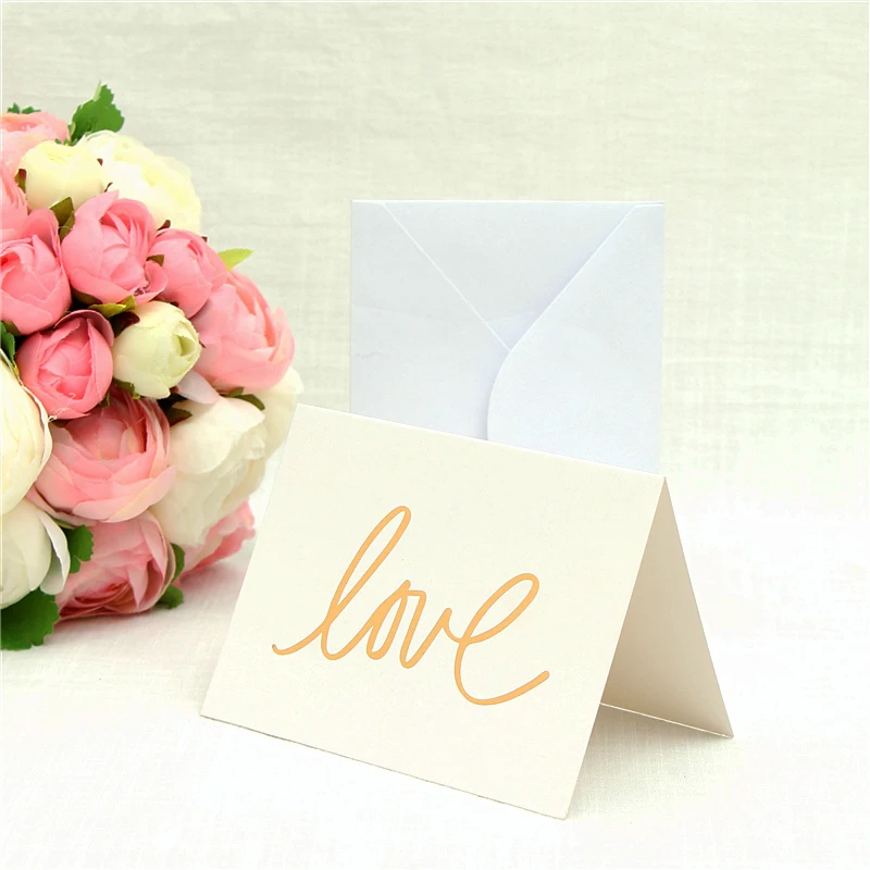 white love 100 шт Пригласительные открытки с надписью «Love Thanks» для свадебного торжества, пригласительные открытки с конвертом для свадебной вечеринки - Цвет: white love