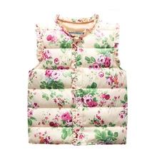 Winter Autumn Flower Vest Kids Baby Girls Windbreaker Jacket Cotton Coats Warm Vest Children Outerwear Coats new baby girls minnie jacket kids cotton keeping warm winter coat chirdren character lovely hoodies outerwear and girl s vest