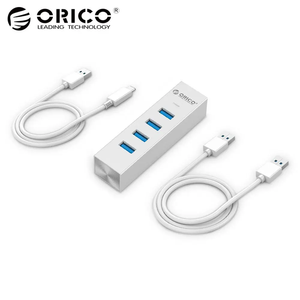 

ORICO ASH4-U3-SV Aluminum 4 Ports USB3.0 HUB 5Gbps High Speed Transmission for Apple Laptop Macbook PC Perfectly - Silver