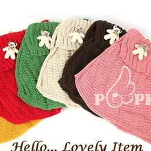 Модная детская накидка-шаль с маленьким медвежонком b машинной вязки с шерстяной воротник теплый шарф b, платья с оборками, плащ-накидка, шерстяной плащ 20 штук