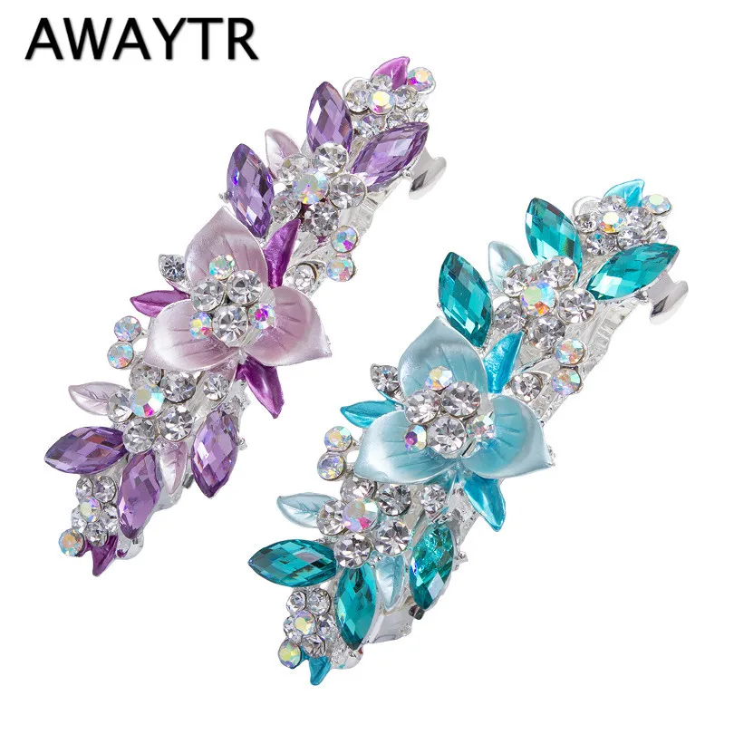 AWAYTR, 1 шт., трендовая заколка, Хрустальный цветок, шпилька, тиара, стразы, заколка для волос для женщин, Свадебные/вечерние аксессуары для волос, подарок