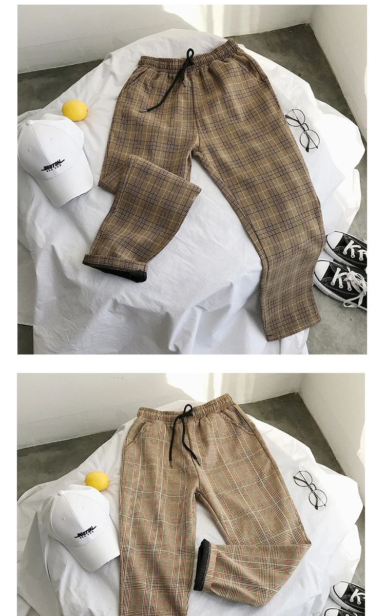 Lappster mulheres streetwear calças xadrez 2020 harajuku