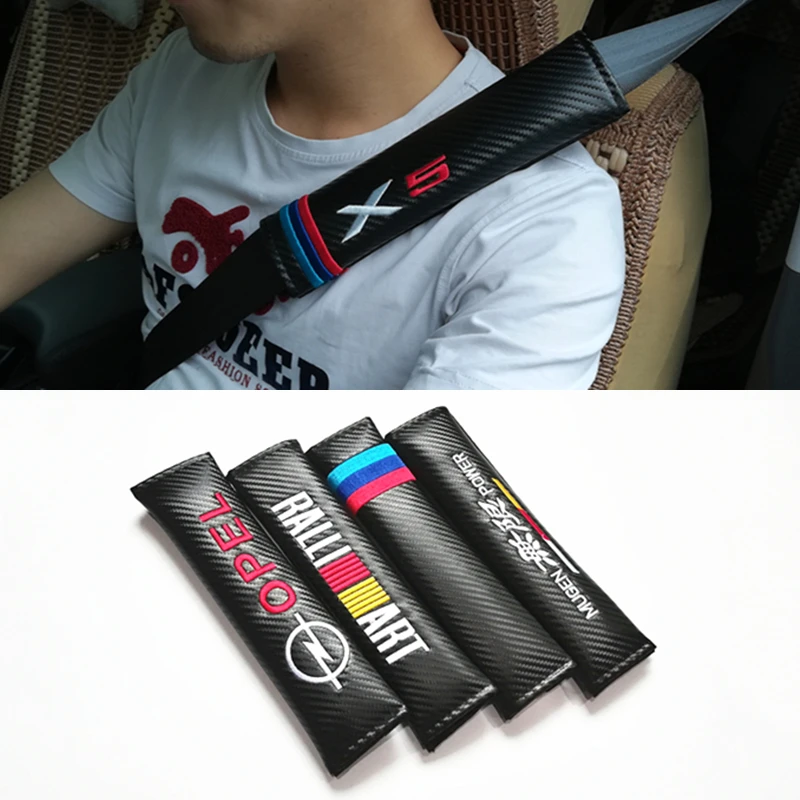 

2pcs Car Carbon Fiber Seat Belt Cover Shoulder Pads For Bmw Ford Skoda Lexus Infiniti Cadillac Toyota Hyundai KIA Mazda VOLVO