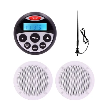

Waterproof Marine Bluetooth Radio Stereo Audio Receiver +4 inch Speaker For Boat Motorcycle Golf Cart SPA ATV UTV+ FM AM Antenna