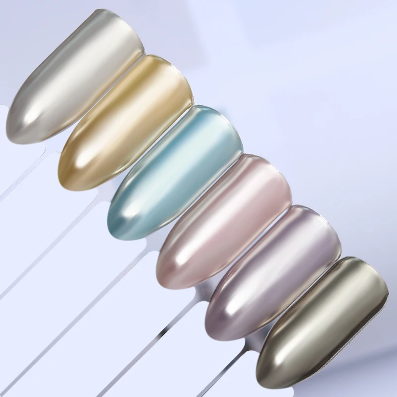 Champagne Silver Nail Glitter Mirror Shimmer Powder Manicure Nail Art