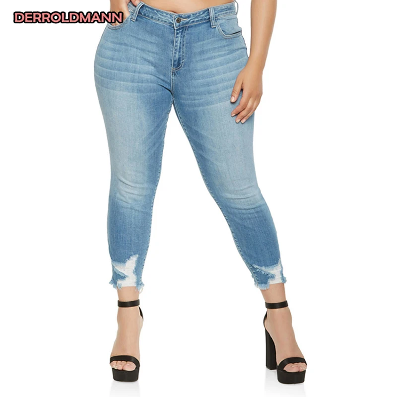 Mujer Pantalones Vaqueros Elasticos Rotos Pantalones Vaqueros