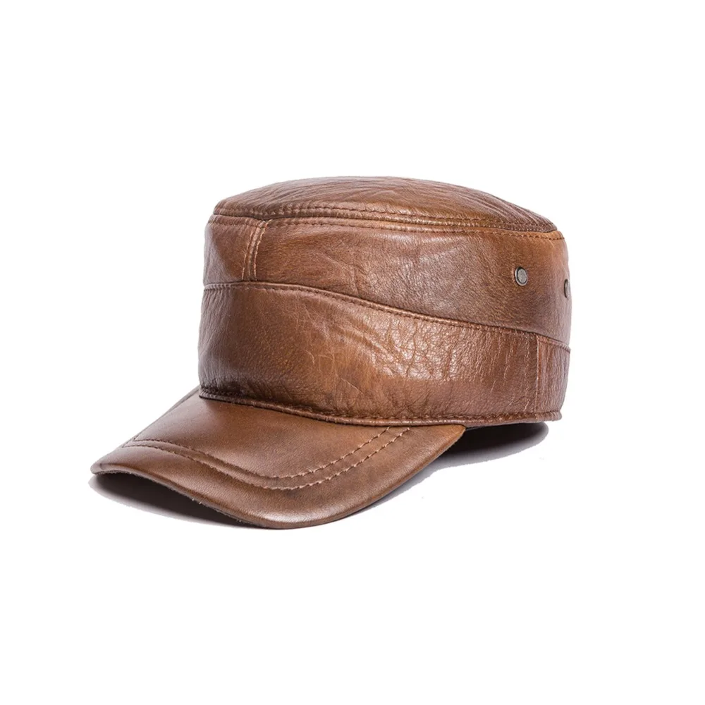Genuine leather cowhide newsboy hat men's fashion cap hat hiqh quality full leather for men spring