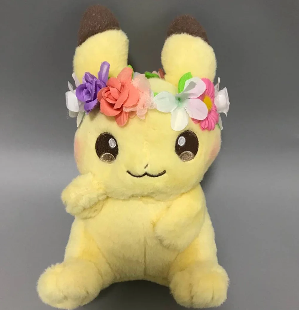 18 см Пасхальная серия Пикачу Eevee фигурки настоящий венок Пикачу фигурка плюшевая кукла модель игрушки