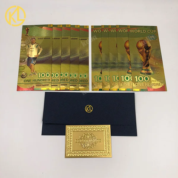10 шт. спортивная серия Золотая или серебряная фольга набор банкнот с хорошим футбольным изображением звезды для фанатов коллекция подарки - Color: Messi