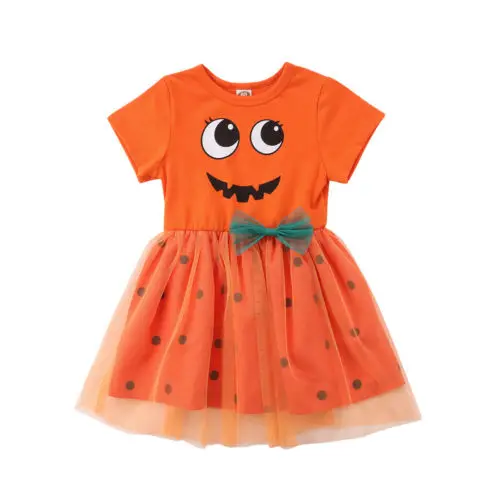 

Emmababy New Baby Girl Clothes Girl Princess Dress Halloween Pumpkin Costume Tutu Party Dress 6M-5Y Kids Dresses For Girls