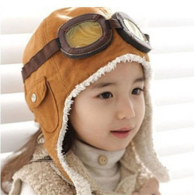 New Fashion Hats Child Pilot Aviator Hat Earmuffs Beanies Kids Autumn Winter Warm Earflap Ear Protection Caps Child Accessories baby stroller toys Baby Accessories