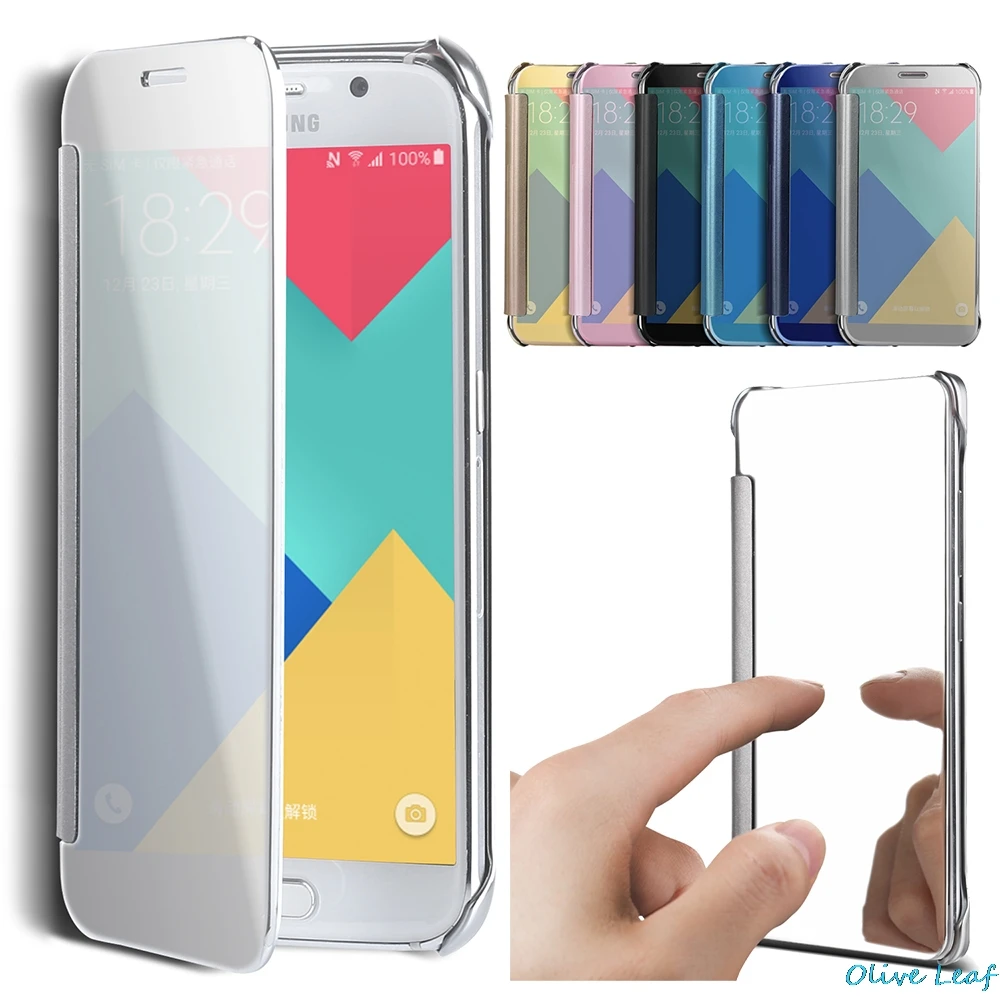 

CASE For Samsung Galaxy A3 A5 A7 2016 2017 A310 A510 A710 A320 A520 A720 Semi Transparent Flip Cover Full Window