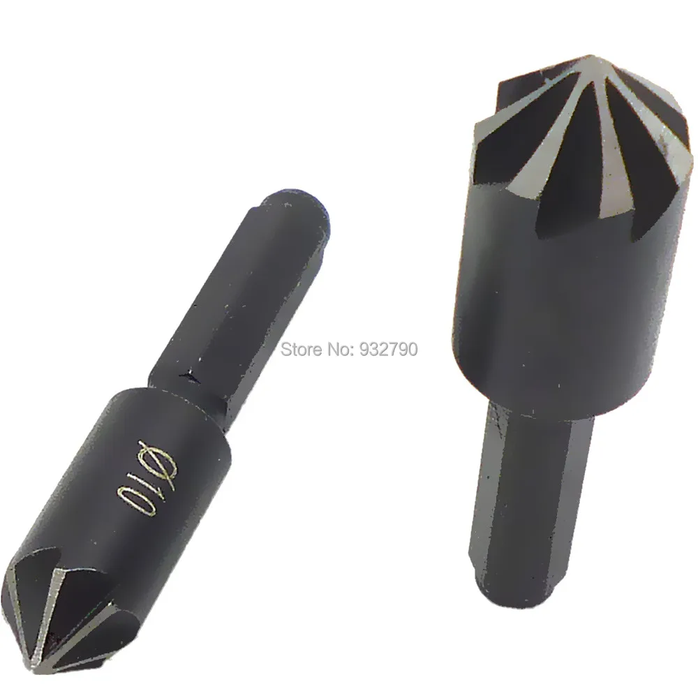 

2pc Hcs 7 Flute Countersink Drill Bit Set Chamfer Cutter Wood Hole Drilling Chamfering 10mm 13mm 1/4 Inch Hex Shank Counter Sink