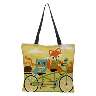 Индивидуальная сумка-тоут с рисунком кота для женщин, многоразовые сумки для покупок, складные дорожные школьные сумки, сумка с принтом лисы