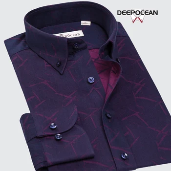 

Deepocean Plus Size Men Shirt Long Sleeve Cotton Shirt Men Clothes Business Casual Slim Fit Shirts Camisa De Hombre