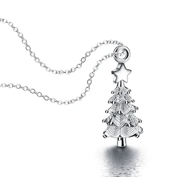 

Christmas gift New design Christmas tree pendant necklace.Fashion women solid 925 sterling silver necklace Charm silver jewelry