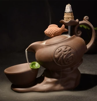 

Ceramic Zisha Creative Model Smoke Backflow Cone Holder Incense Burner & 7 CONES