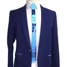 Bling Azul Padrão Geométrico Espelho Skinny Ties Gravata de Luxo Acessórios de Moda Do Casamento Do Noivo Gravata Xadrez Azul Estilo Causal(China)