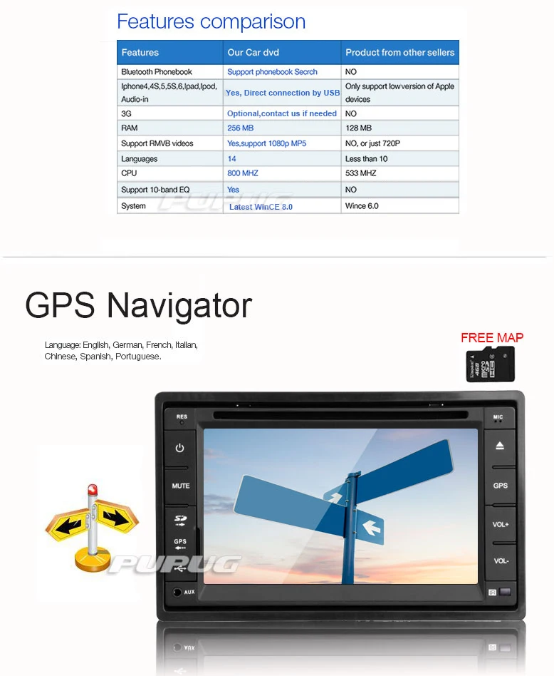 Perfect RDS Universal AMP GPS Car DVD Touchscreen Navigator Video Map Music Audio Auto Radio Autoradio Head Unit System Stereo 4
