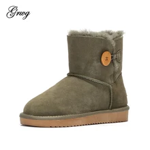 Г., зимние сапоги из натуральной воловьей кожи на натуральном меху Женские ботинки в австралийском стиле наивысшего качества зимние женские теплые ботинки, botas mujer