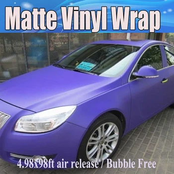 

satin Purple Matte Vinyl Wrap Film With Air Bubble Free Purple Matt Film Foil Car Wrap For Vehcicl Graphic Size 1.52x30m/Roll