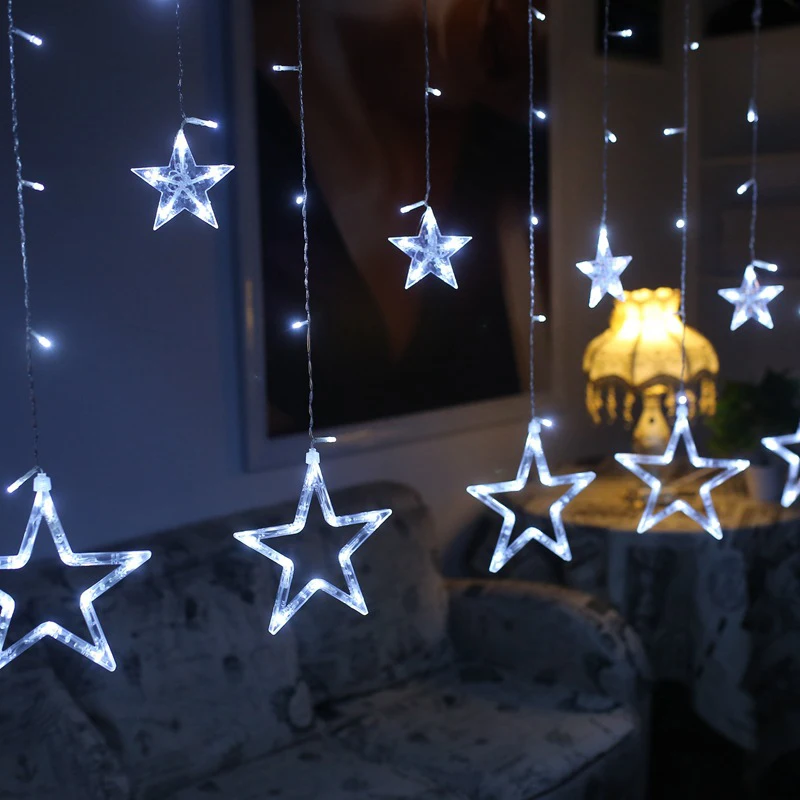 Holiday Lighting 3m AC 220V LED Fairy Star Curtain String Lights Christmas Tree Decoration Wedding Garden Outdoor Decorative | Освещение