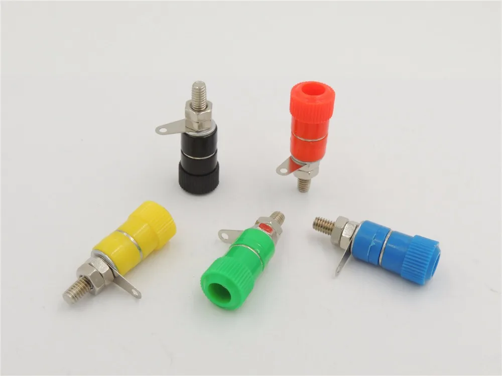 100 pcs 5 Color 4MM Nickel Plated Banana Plug FOR Probes BINDING POST