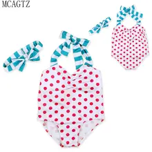 Девочка купальник девушка купальник женский полосатый шарф в горошек с бантом цельный купальный пляжная одежда купальник